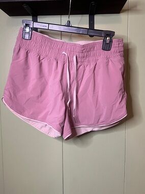 Women's Pink Elastic-Waist Athletic Shorts
